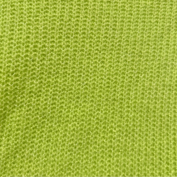 Maeve Betty Puff-Sleeved Neon Lime Green Chunky Mock Neck Sweater Size Medium - Picture 11 of 16